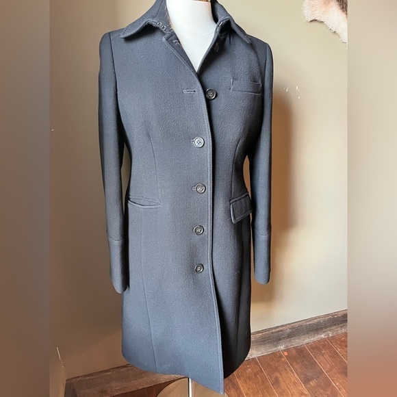 J. Crew Double Cloth By Manifaturra De Carmignano Italy Black Long Button Jacket - Picture 1 of 10